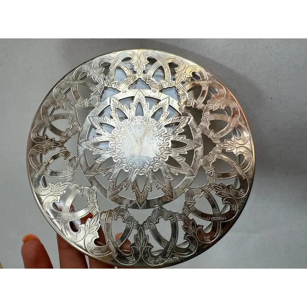 Antique Style Silverplate Filigree Trivet Decorative Table Protector